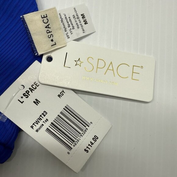 L Space Women's Royal Pointelle Rib Winnie Bikini Top Size Medium - Picture 6 of 8